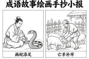 成语故事绘画手抄小报+黑白线稿126款可下载打印