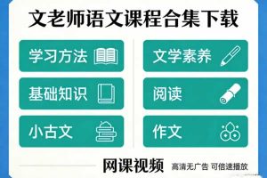 文老师语文课程合集下载（学习方法 基础知识 小古文 文学素养 阅读 作文 ） 网课视频