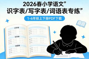 2026春小学语文《识字表/写字表/词语表专练》PDF下载1-6年级上下册