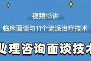 《心理咨询面谈技术课》:临床面谈与11个流派治疗技术