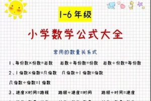 小学1-6年级数学必背公式大全全套PDF下载