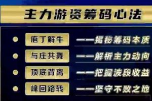 《主力游资筹码心法》炒股牛散特训营