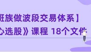 上班族做波段交易体系实战《核心选股》