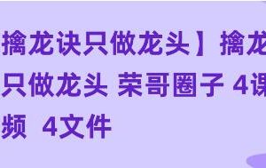 《擒龙诀只做龙头》荣哥圈子炒股视频课