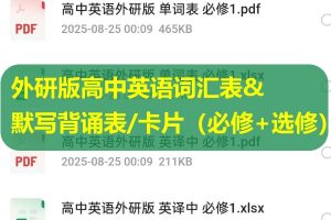 外研版高中英语词汇表&默写背诵表/卡片（必修+选修）分册&汇总（PDF/Excel/Word版下载）
