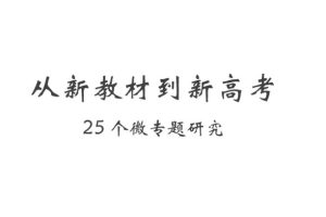 从新教材到新高考25个微专题研究PDF下载