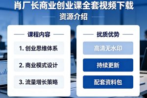 肖厂长商业创业课全套视频下载