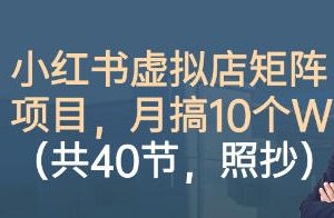 小红书虚拟店矩阵项目，照抄照做，月搞1W+