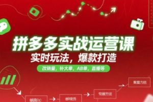 拼多多实战运营课，实时玩法，爆款打造，改销量