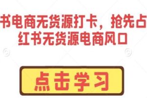 小红书无货源电商风口：抢先占领打卡新领域
