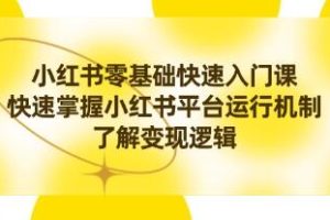 《零基础快速掌握小红书的课程》：了解平台运作方式与变现策略