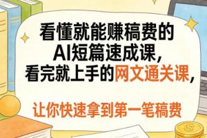看懂就能稿费的AI短篇速成课,看完就上手的网文通关课