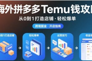 海外拼多多temu钱攻略从0到1打造店铺，轻松爆单