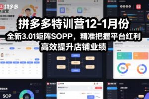拼多多特训营全新3.01矩阵Sop，高效提升店铺业绩