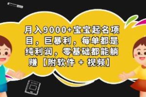 《宝宝起名项目》附带软件【已实战赚到钱】