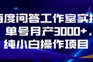 《百度知道问答工作室实操》纯小白操作项目
