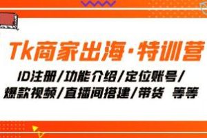 《Tk商家海外拓展特训班》：用户注册与定位、热门视频制作、直播间建设、商品推广