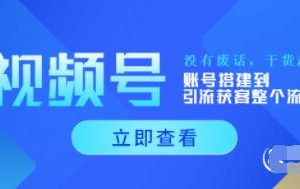 《视频号运营新手必备课程：从账号搭建到引流获客全程实操指南，无费话全干货》