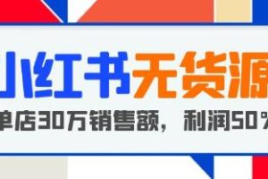 《小红书无货源项目》：从零起步到店铺飙升，单店销售额达30万，利润高达50%