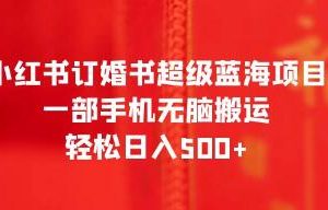 小红书：实现超级蓝海收入的订婚书项目，只需使用手机，轻松每天赚取500+元