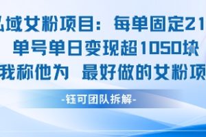 【第9571期】私域女粉项目：每单固定21块，单日变现超1k+，最好做的女粉项目