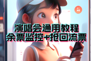 【第5653期】演唱会抢票软件黑科技：演唱会通用_余票监控+抢回流票（教程+软件）