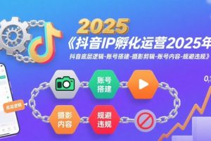 【第9603期】抖音IP孵化运营2025年，抖音底层逻辑-账号搭建-摄影剪辑-账号内容-规避违规