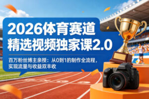 【第9727期】2026体育赛道精选视频独家课2.0,百万粉丝博主亲授
