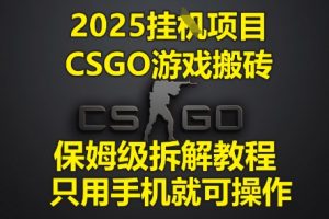 【第9435期】2025挂G项目，CSGO游戏搬砖，保姆级拆解教程，只用手机就可操作【揭秘】
