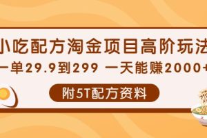 【副业3810】小吃创业项目：小吃配方淘金项目高阶玩法【附5T配方资料】