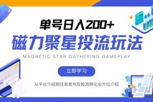 【第8483期】磁力聚星投流玩法，简单操作，全年可做