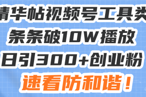 【第8734期】星球精华帖视频号工具类视频条条破10W播放日引300+创业粉