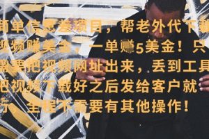 【第9324期】零门槛挣美金，海外视频代下服务，单笔收益40+，小白也能轻松上手