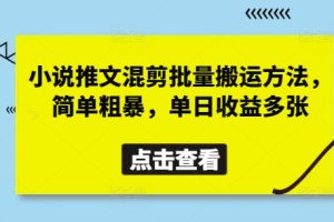 【第9314期】小说推文混剪批量搬运方法，简单粗暴，单日收益多张