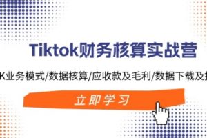 【第8110期】Tiktok财务核算实战营：TK业务模式/数据核算/应收款及毛利/数据下载及报表
