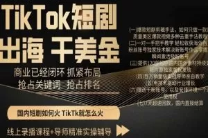 【第6983期】TikTok短剧出海赚美金，商业已经闭环抓紧布局，抢占关键词抢占排名
