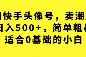 【第5916期】利用快手头像号，卖潮牌也能日入500+，简单粗暴，适合0基础的小白【揭秘】
