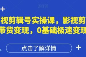 【第9382期】影视剪辑号实操课,影视剪辑带货变现,0基础极速变现