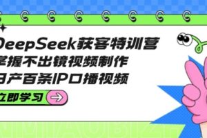 【第9199期】DeepSeek获客特训营：掌握不出镜视频制作，日产百条IP口播视频