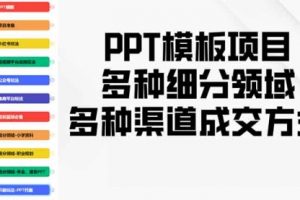 【第8852期】PPT模板项目，多种细分领域，多种渠道成交方式，实操教学