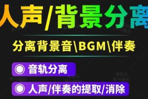 【副业3376期】人声分离软件：视频去除BGM人声伴奏提取，消除音轨分离降噪
