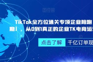【第5496期】TikTok跨境电商运营-企业陪跑第三期：从0到1真正的企业TK电商运营全流程