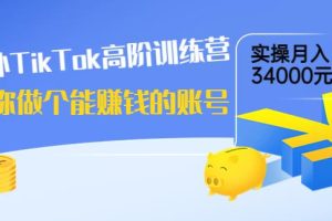 【副业3707】Tiktok赚钱教程：海外TikTok高阶训练营，实操账号月入34000+