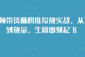 【第8666期】短视频带货随心推投放实战，从选品到放量，生意即刻起飞