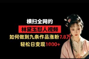 【第9317期】横扫全网的林黛玉怼人视频，如何做到九条作品涨粉7.8万，轻松日变现1k