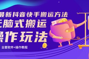 【副业3555】抖音快手搬运技术《7月最新抖音快手搬运方法》无脑式搬运玩法（教程+软件）