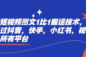【第9091期】最新短视频图文1比1搬运技术，可以过抖音，快手，小红书，视频号所有平台