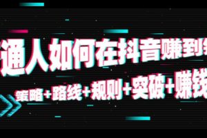 【副业3998】普通人抖音怎么赚钱：策略+路线+规则+突破+赚钱（免费）