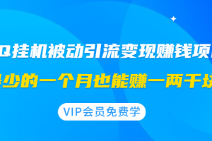 【副业2386期】圣矾付费担保项目：QQ挂机被动引流变现赚钱 价值1200元