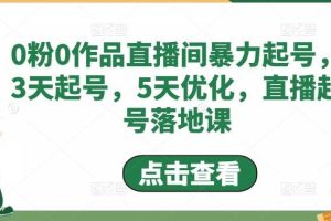 【副业4305期】抖音直播间起号：0粉0作品直播间暴力起号，3天起号实操落地课